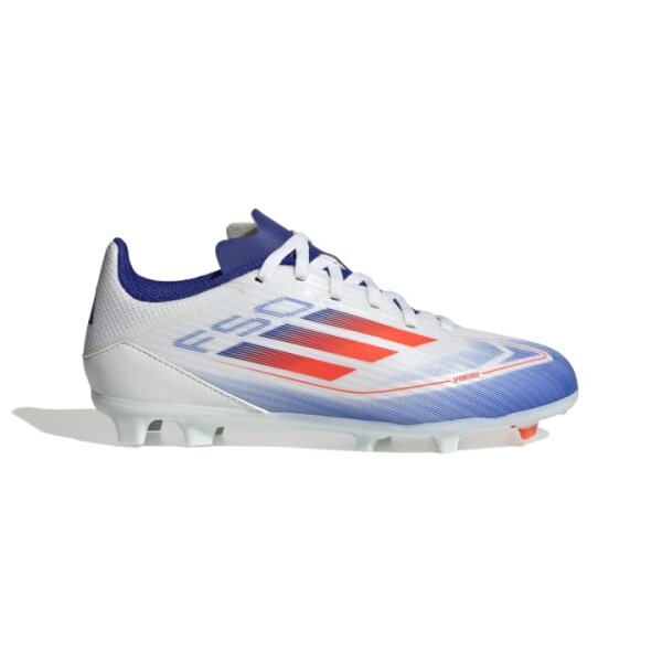 adidas F50 League MG Kinderfußballschuh weiß/blau 28 1/2