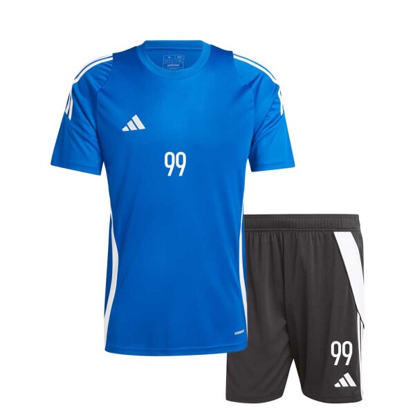 adidas Tiro Trainingsset 2-teilig kurzarm blau/schwarz