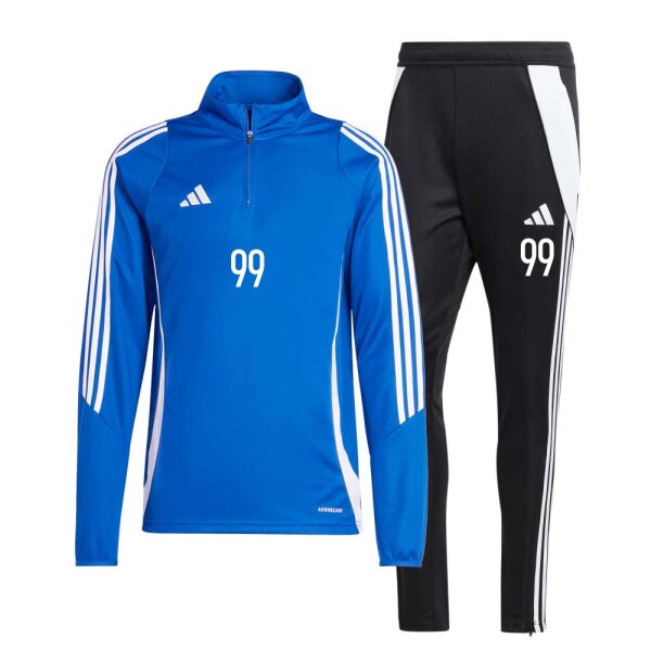 adidas Tiro Trainingsset 2-teilig langarm blau/schwarz S