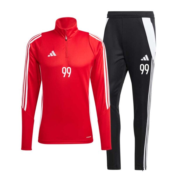 adidas Tiro Trainingsset 2-teilig langarm rot/schwarz M